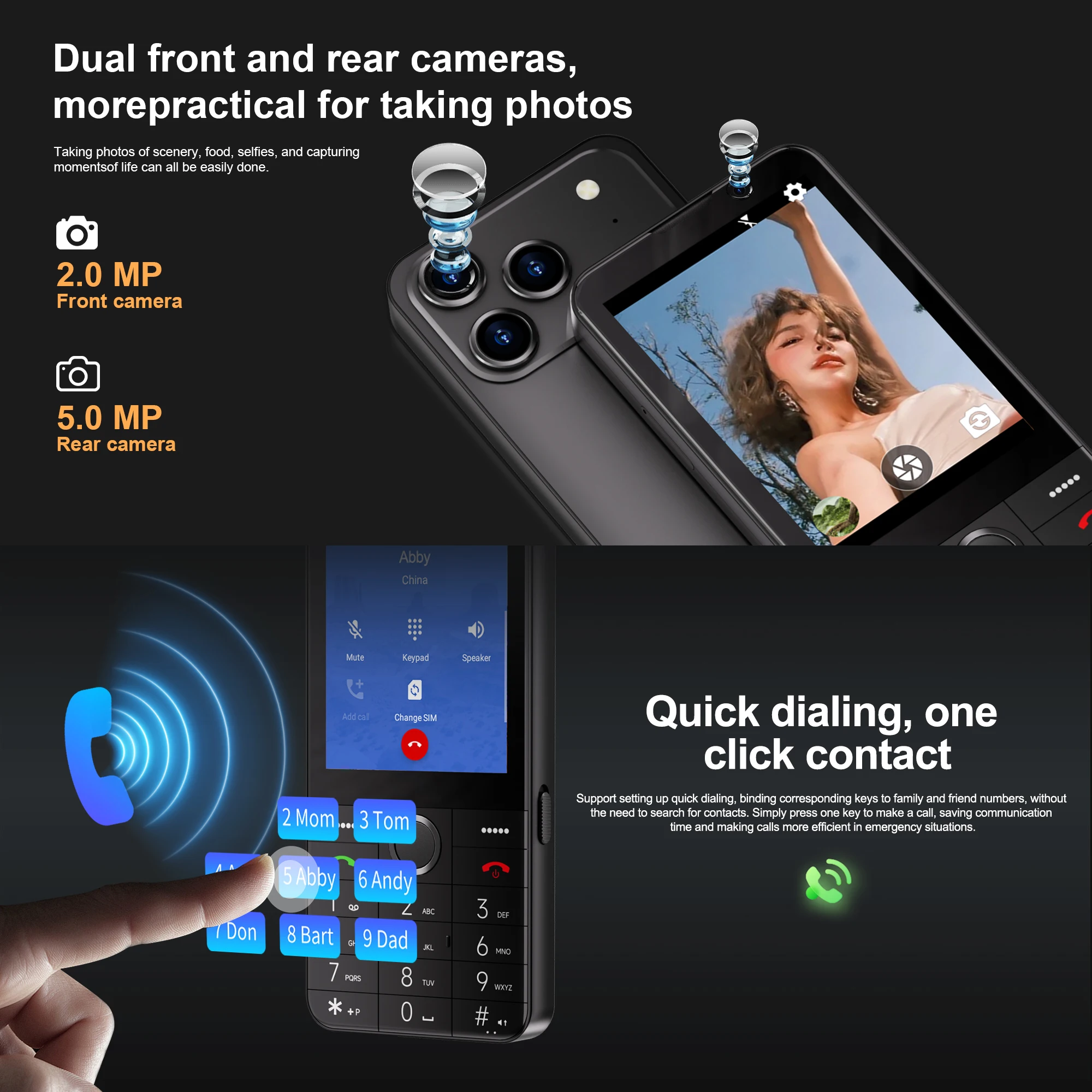 SERVO Touch Screen Android Smartphone 4G LTE Dual SIM Card 2GB RAM 16GB ROM Play Store WiFi Hotspot Smart Button Mobile Phones