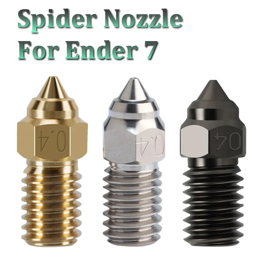 2pcs Ender-7 Nozzle 3D Printer Parts M6 High Speed Copper Plated Hard Steel Spider Nozzles For Ender 3 V3 SE Ender 7 Ender-5 S1 3d printer parts reprap mk8 hardened steel nozzle e3d nozzle 1 75mm 0 4 0 6 0 8mm for mk8 ender 3 cr10 cr10s hotend kit 1 2pcs