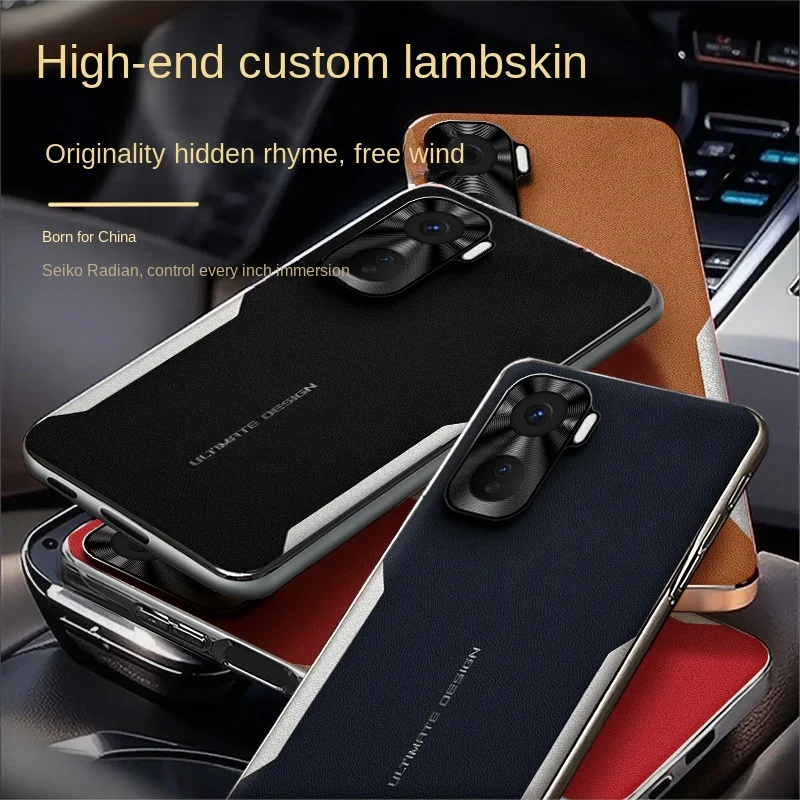 Electroplated Leather Color-Block Shockproof Phone Case with Soft Edges