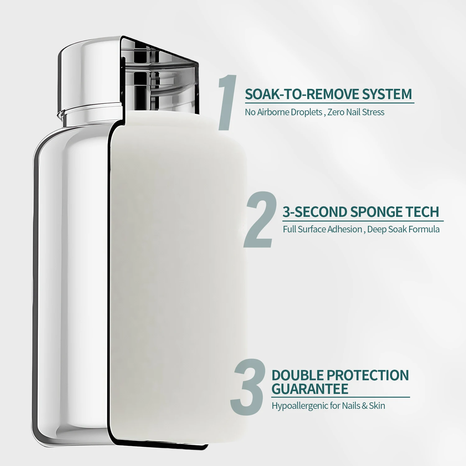 Nailpop Innovative Nail Sponge Remover 80ml Gentle No Damage Easy Press-on Nails Removal No Damage to Nail Tips Reduce Waste