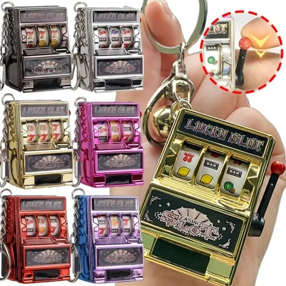 Plastic Mini Slot Machine Toy Keychain for Kids and Adults