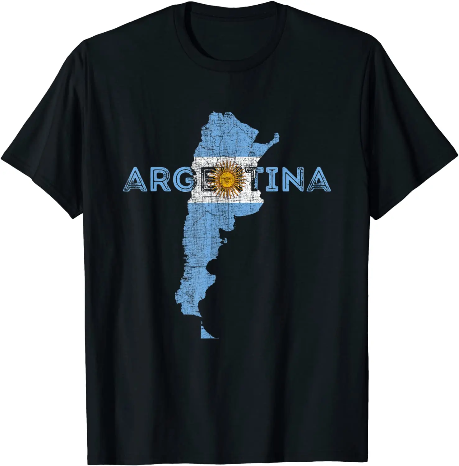 Souvenir Con Mappa E Bandiera Argentina-T-Shirt Argentina Invecchiata