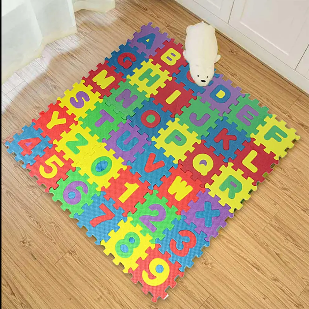 

36-Piece Puzzle Mat Children's Learning Rug With A-Z & Numbers 0-9 Play Mat Protective Foam Mat For Infant & Children 5 X 5 Cm