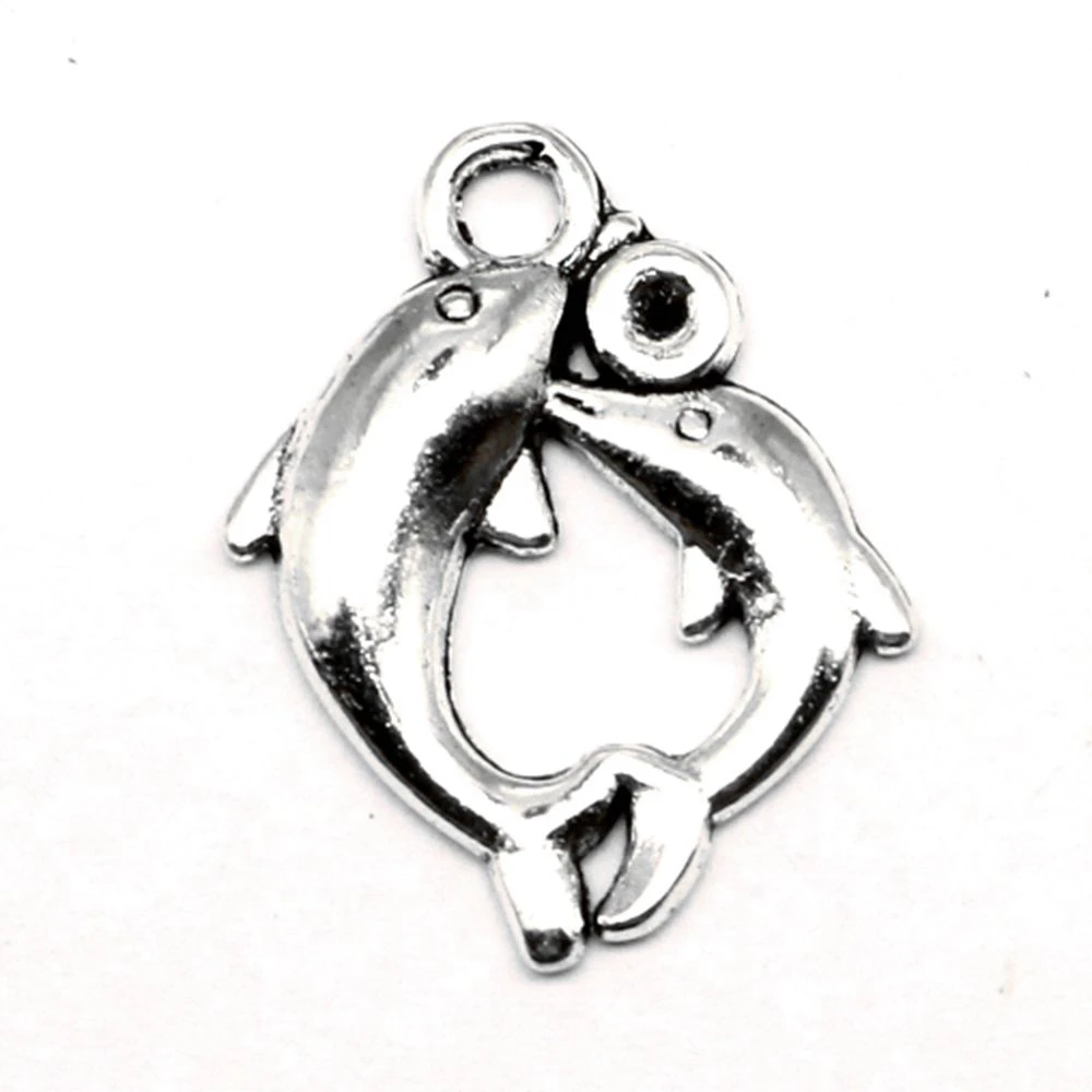 

Dolphin Charms Jewelri Pendant Antiqu Jewlery Trendy 25x19mm 10pcs Antique Silver Color