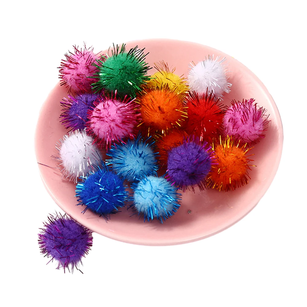 

Pompom Furry Balls Glitter Balls Colorful Assortment For Various DIY Project Glittering Polypropylene Filament