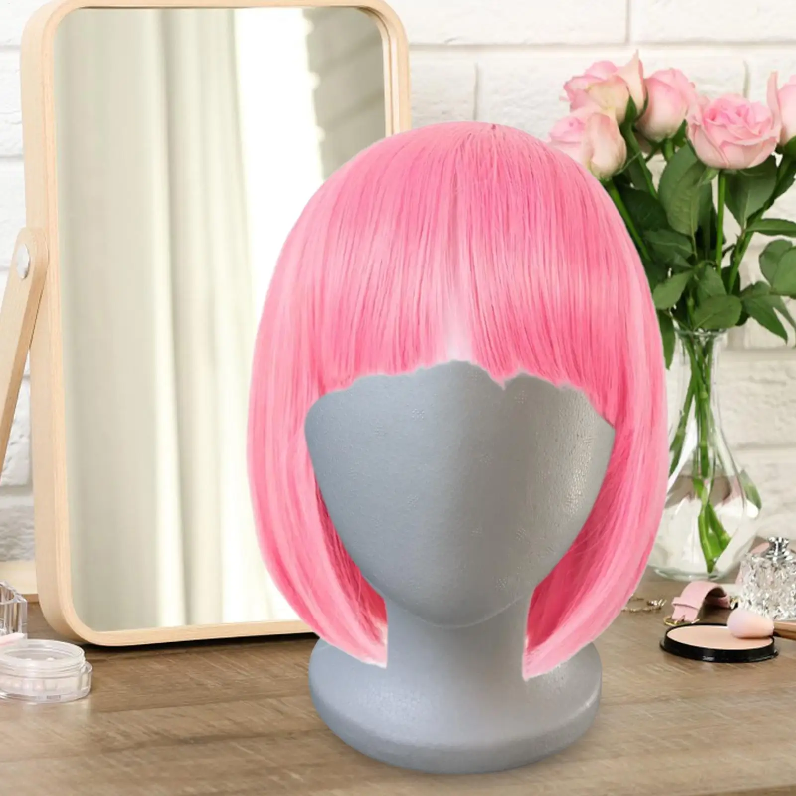 Manichino in polistirolo maschile e femminile, modello di testa senza volto, espositore per cosmetici, supporto in schiuma per parrucche, cappelli e accessori. - immagine 5