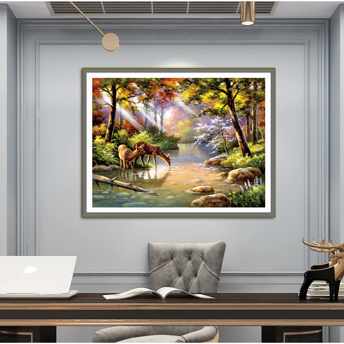 Forest Deer Cross Stitch DIY Kits Home Decoration Landscape Painting 11CT Printed Handmade Embroidery Crafts Set Animal Pattern