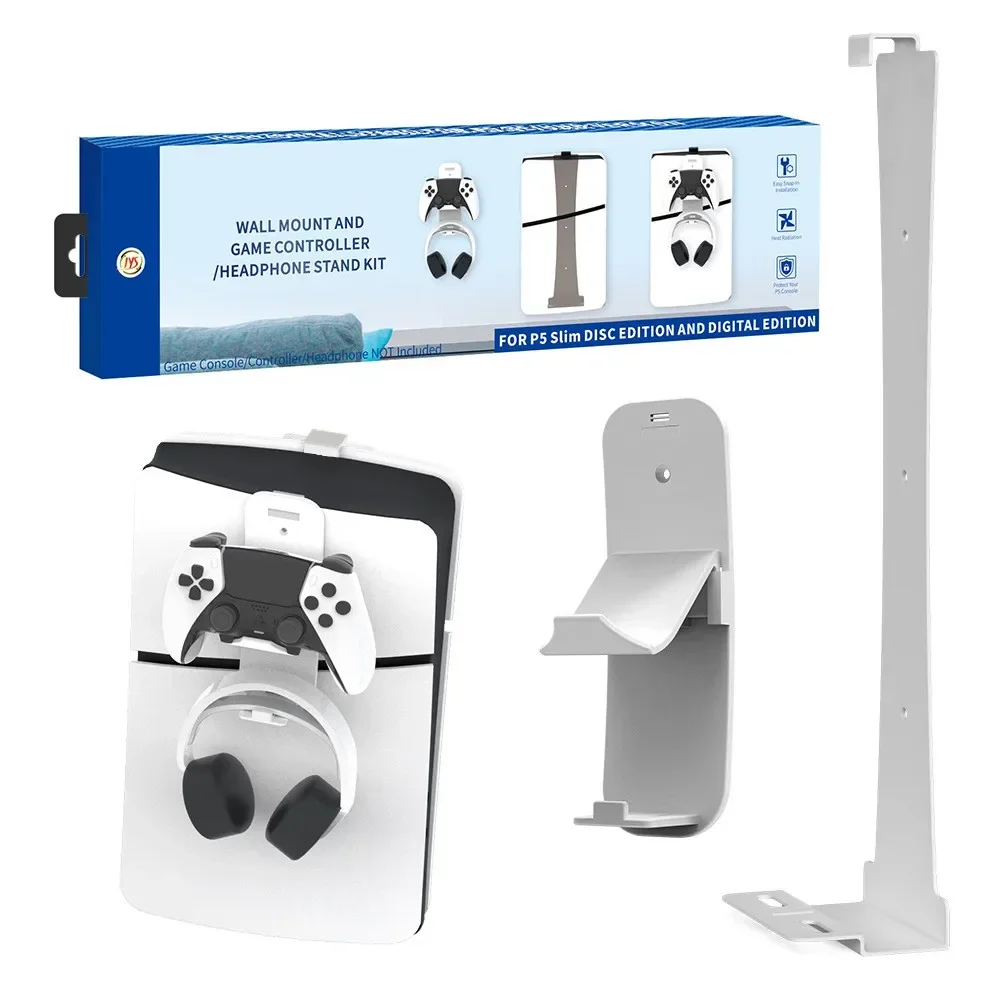 NEW JYS-P5193 For PS5slim Host Wall Bracket For PS5 Slim Host Clip Hanging Storage Stand With Headphone Handle Hook Bracket