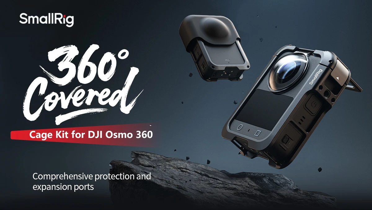 Cage for DJI Osmo 360 with Silicone Lens Cover 1/4"-20 Screw with Anti-Twist Pin