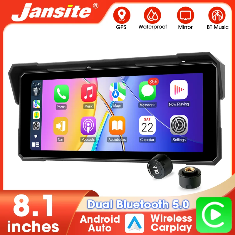 Janiste Wireless CarPlay Motorcycle Android Auto Digital Moto Dashboard Waterproof Screen Motorcycle GPS Navigation Accessories