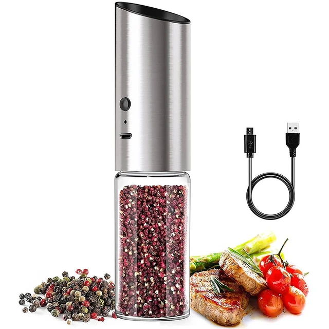 Electric Grinders with LED Light Automatic Salt Pepper Grain Grinder  Gravity Spice Mill Adjustable Spices Grinder Kitchen Tools - AliExpress
