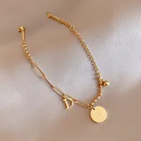 Luxury D Star Vintage Pendant Stainless Steel Bracelet for Women