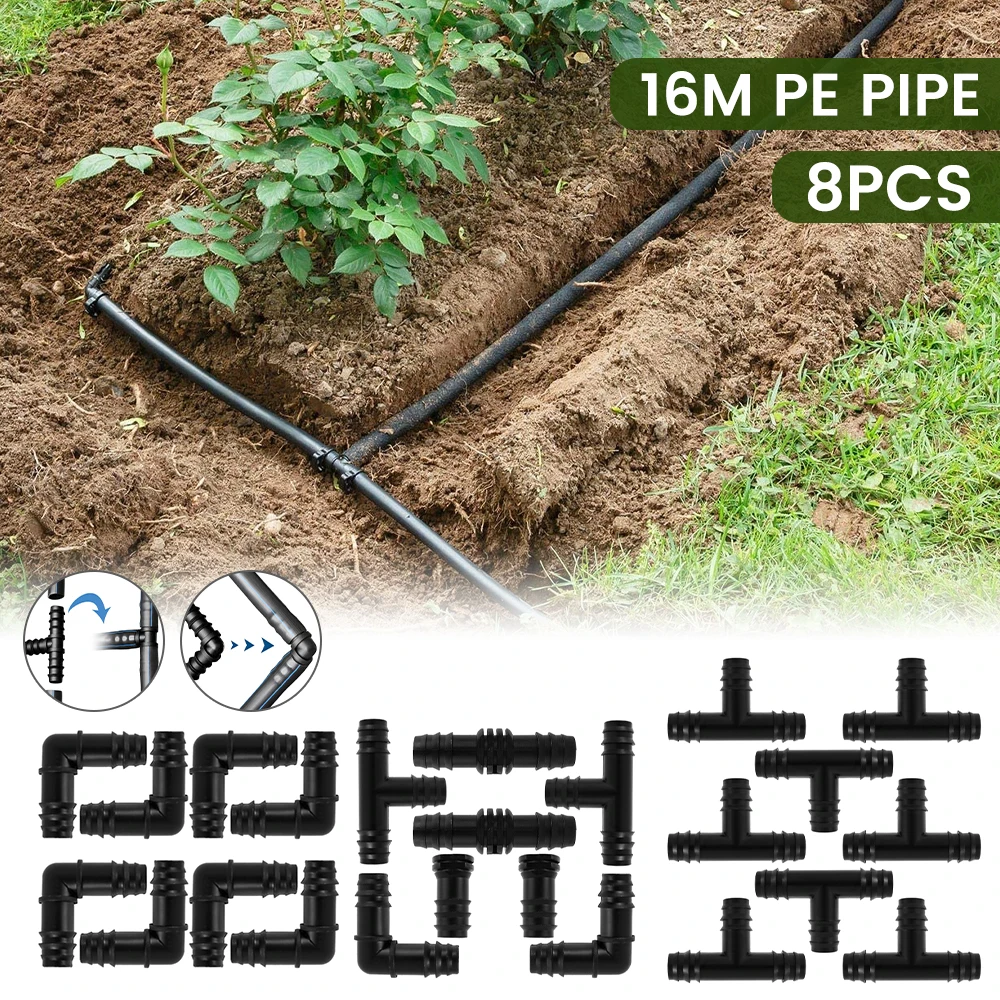 

Irrigation Fittings PP Barbed Connectors Elbow Hose Irrigation Pipe Connectors Plugs Barbed Drip Sprinkler System Garden