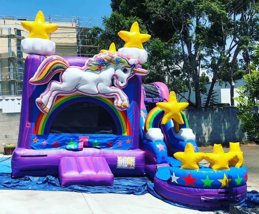Commercial Inflatable unicorn Bounce House 5 IN1 slide combo jumping castle Inflatable Bouncer Combo For Party Business 4