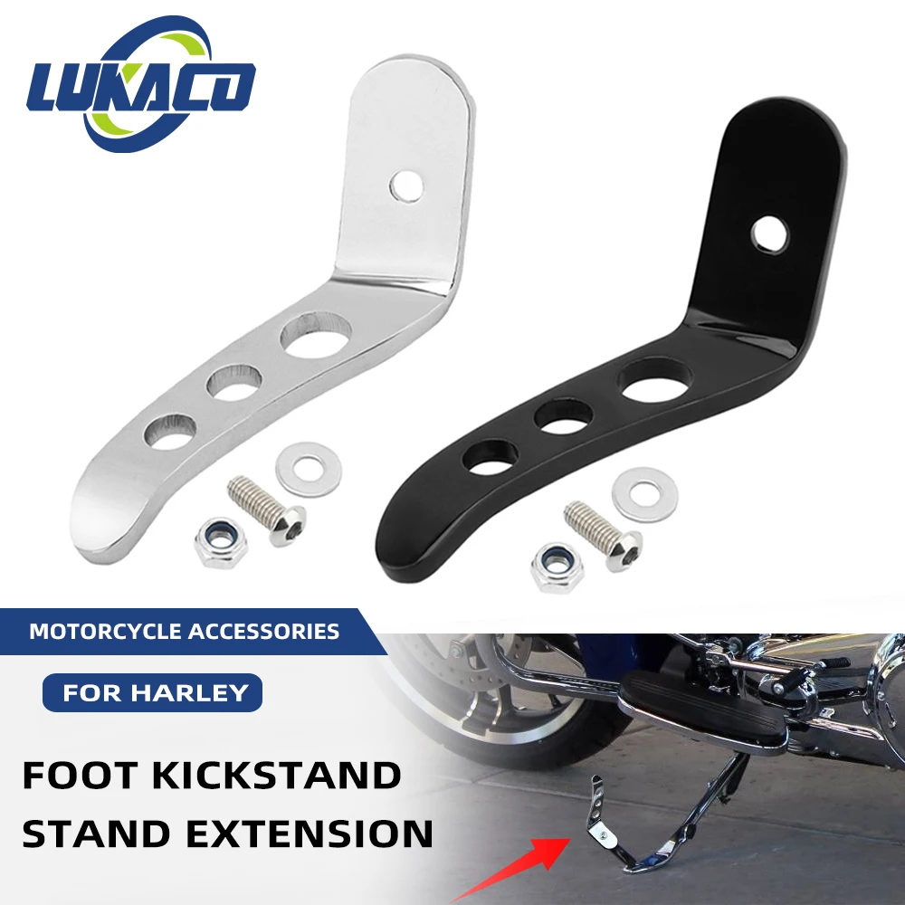 MotorcycleChromeBlackFootPedalKickstandStandExtensionKitFor