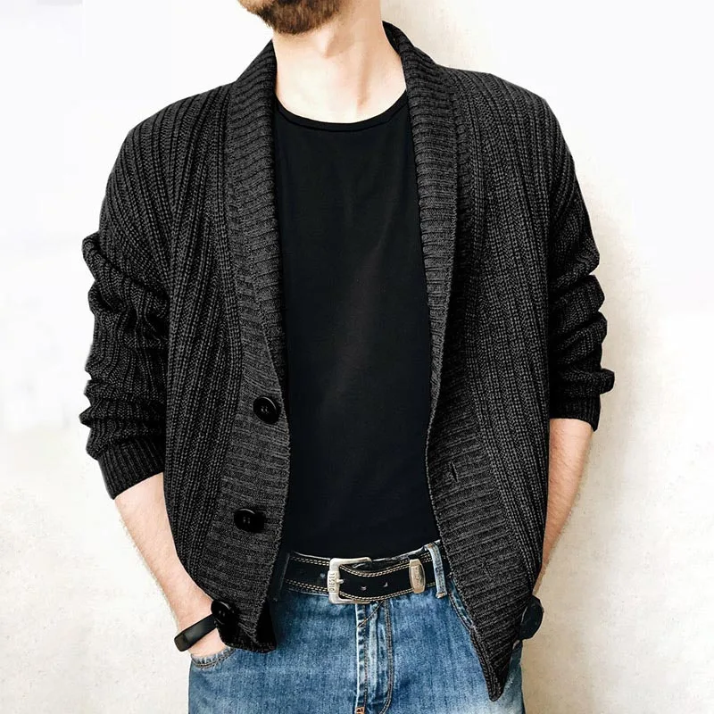 

Knitted Cardigan Men Fashion Sweater Coats Mens Casual Streetwear Knit Sweater Jackets Autumn Winter Mens Cardigan Coats Full