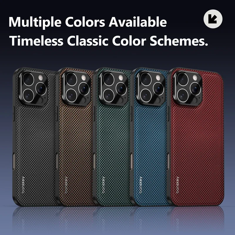 Luxury Matte Carbon Fibre Texture Shockproof Phone Case with Glass Lens Protection
