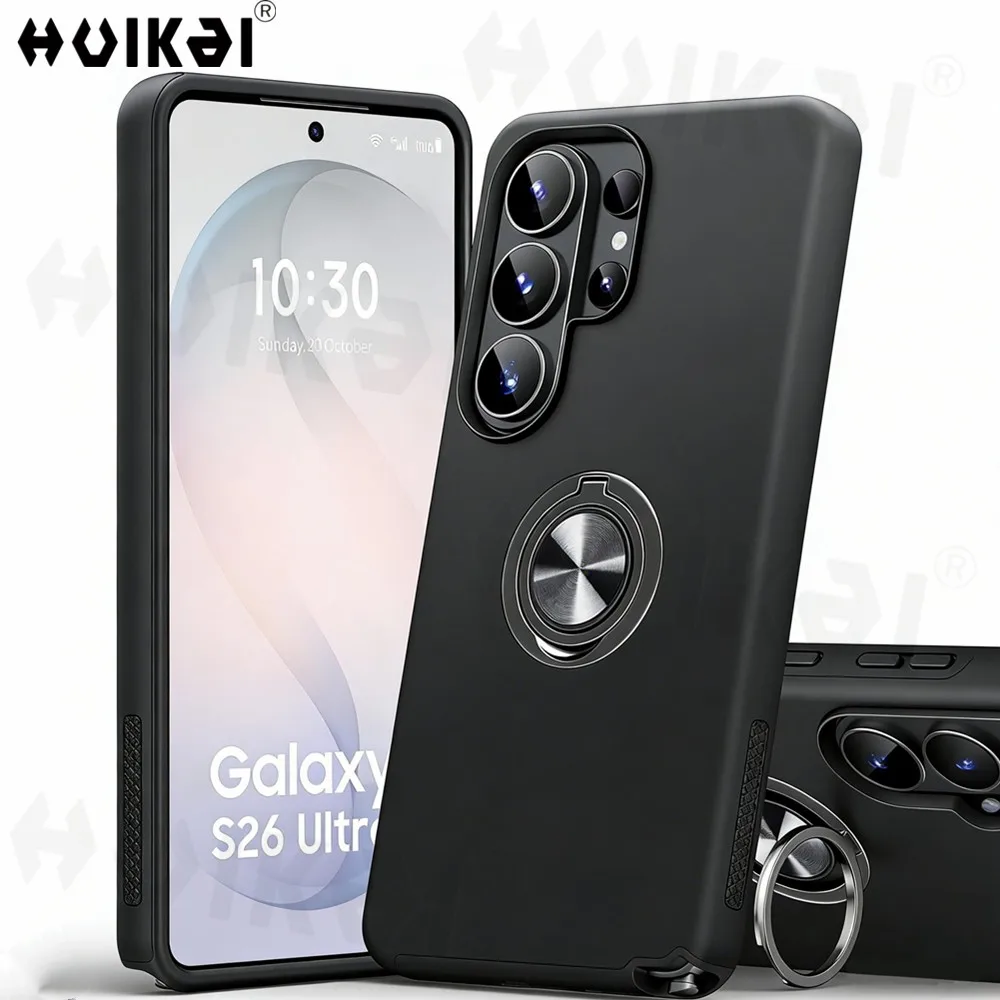 Dual Layer Military Grade Shockproof Slim Fit Phone Case with Metal Ring