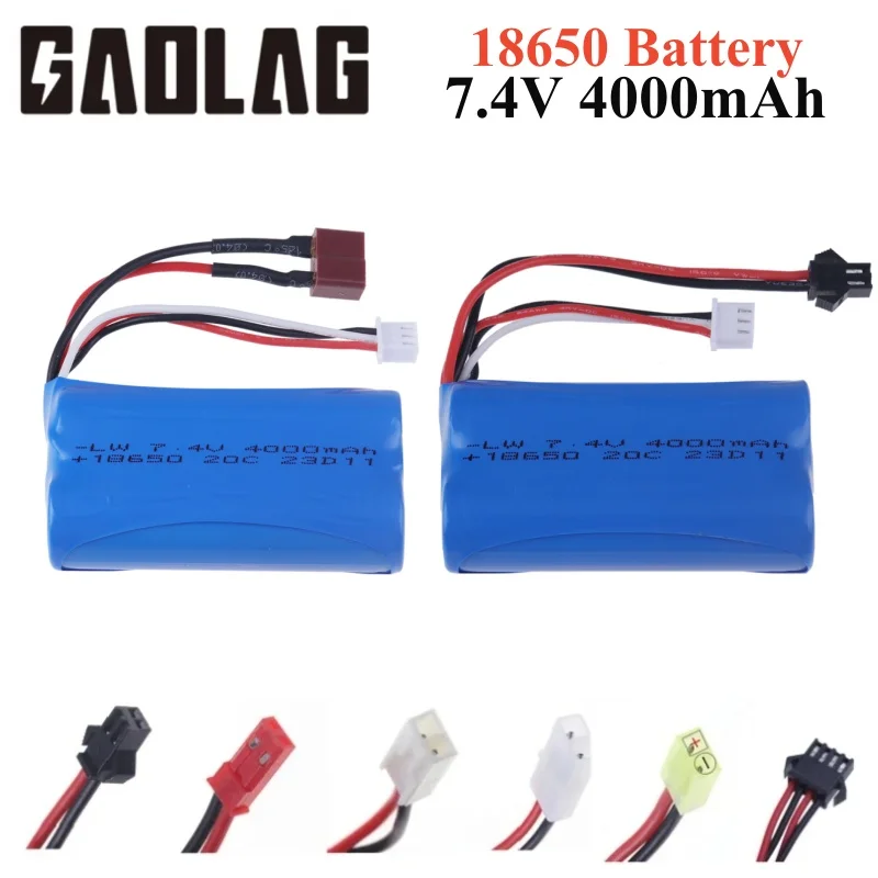 

18650 battery 7.4V 4000Mah 25C Li-ion Battery For MJX T40 T40C F39 F49 T39 RC Helicopter Parts RC Car 2S for Wltoys 10428 12428