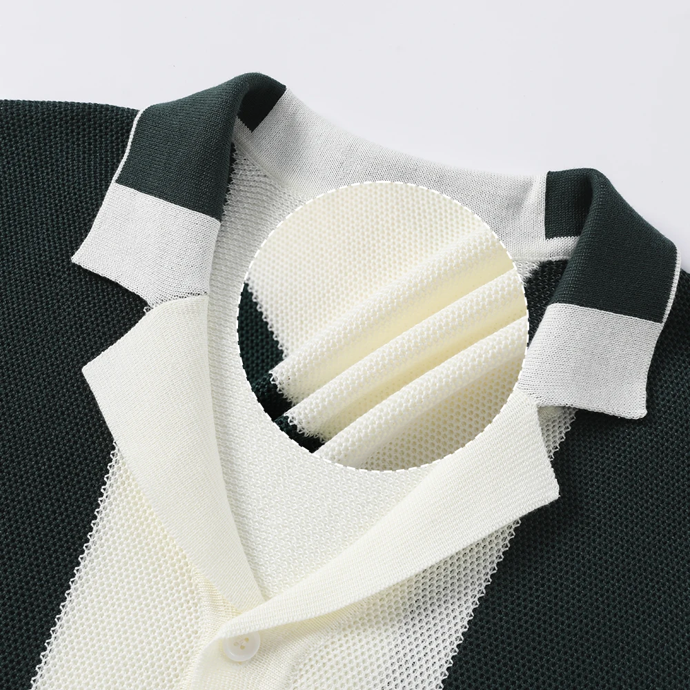 Men's Short Sleeve Summer Shirts Retro Knit Lapel Business Soft Light Casual Breathable Polo Knitwear Tops US Size 10 Sa0b7f60f8106413cb02d94c136ff219bd