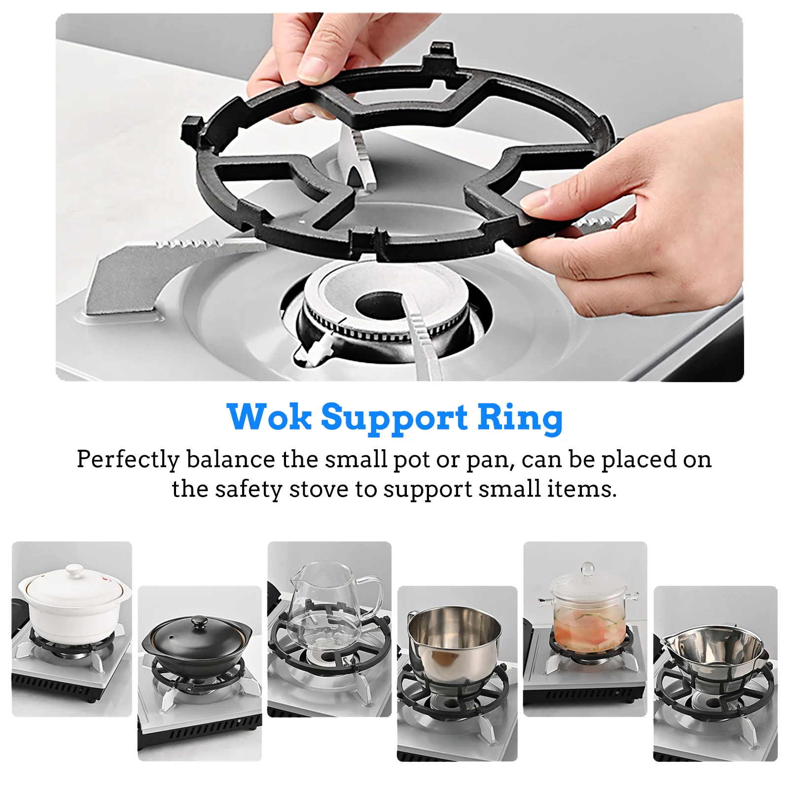 Wok Support Ring GAS Stove Wok Ring Cooktop GAS Stove Rack Pan Holder Stand, Size: 17.8X17.8CM