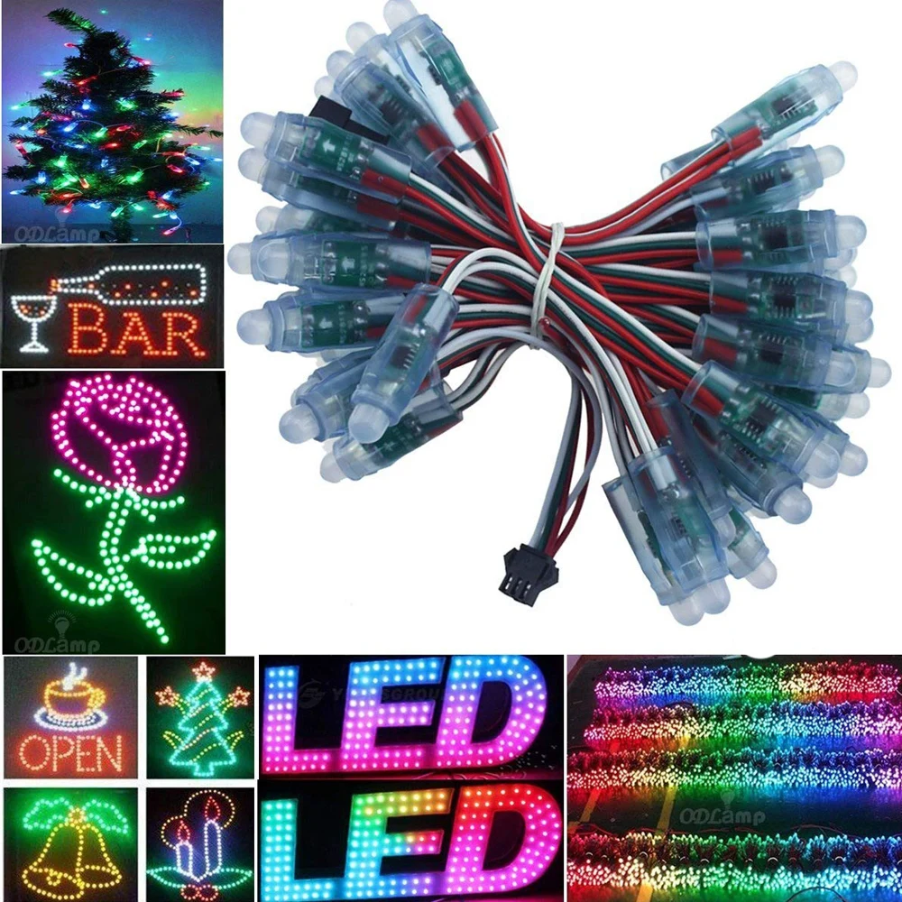 Description Picture 2 of item50pcs WS2811 2811 IC RGB Full Color 12mm Pixels Digital Addressable 5V Dream Color LED Pixels Module IP68 Waterproof Light