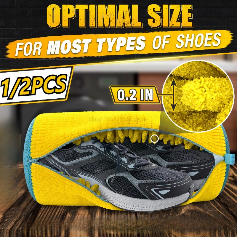 1/2PCS Washing Shoes Bag Protector Fluffy Fibers Polyester Washing Shoes Machine Friendly Laundry Bag Drying Bags