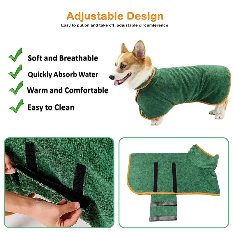 Pet Bath Towel Dog Bathrobe Microfiber Quick Drying For Dogs Cats