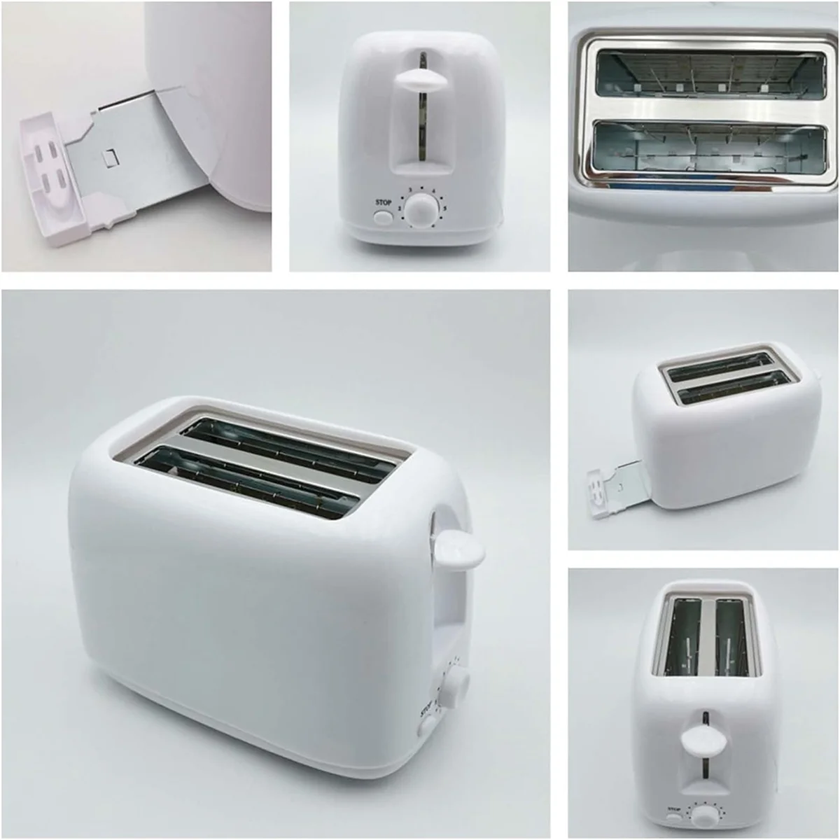 BABZ Retro Toaster 2 Slice with 6 Functions, Stainless Steel Toaster Removable Crumb Tray, Under Base Cord Storage US Plug