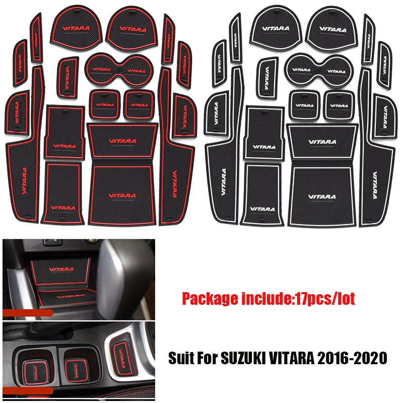 For Suzuki Vitara 2016-2020 Car Styling Gate Slot Mat For Non-Slip Pad Accessories Car Sticker