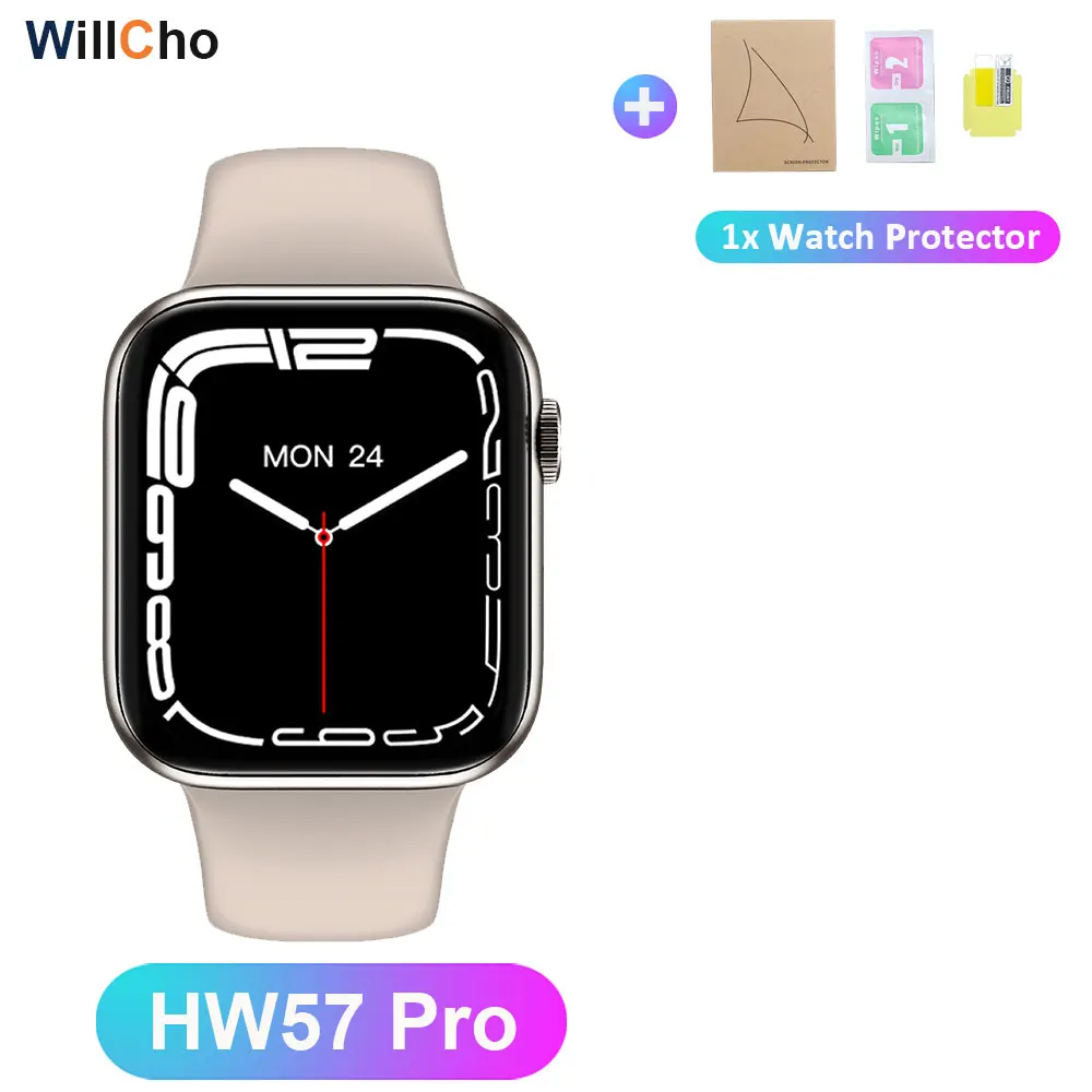 HW57 Pro SmartWatch Men Wireless Charge Voice Assistant QR code Alipay BT Call Watch For Women NFC Smart Watch pk w27pro hw37pro 