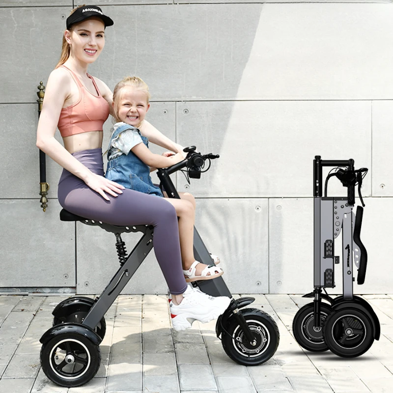 Folding electric car parent-child double portable car female small portable mini baby tricycle 1