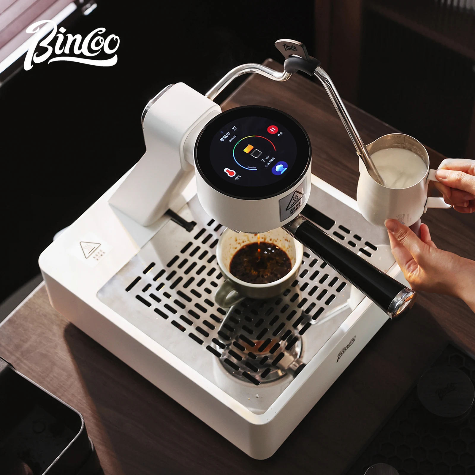 BINCOO S2Pro Smart Espresso Coffee Machine, Semi-Automatic Coffee Maker with Hot & Cold Brew Function