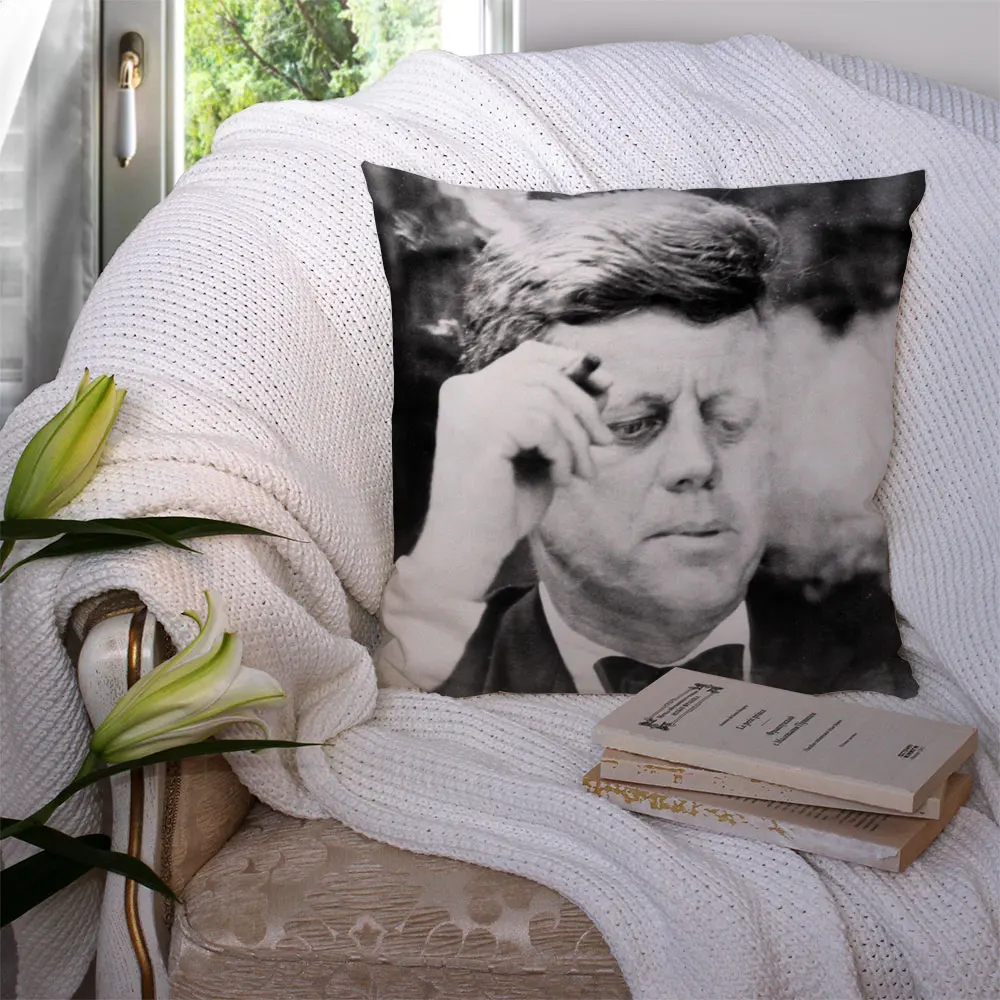 Пользовательский JFK курительский в черном галстуке чехол для подушки