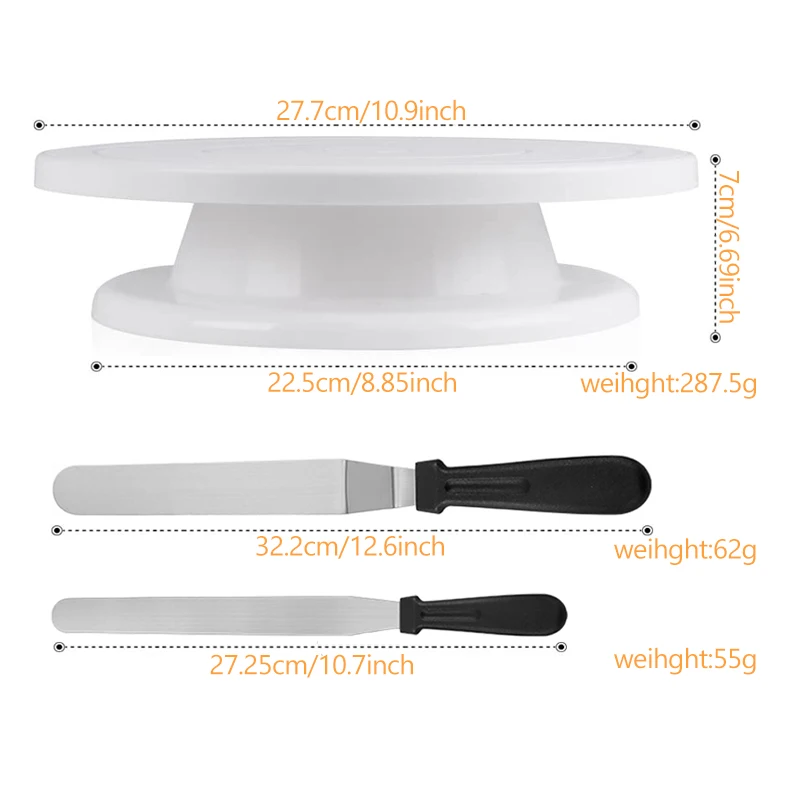 Cake Decorating Kit 6Pcs/Set Cake Decorating Tools With 1 Rotating Cake Spinner 2 Spatula 3 Icing Smoother Cakes Turntable