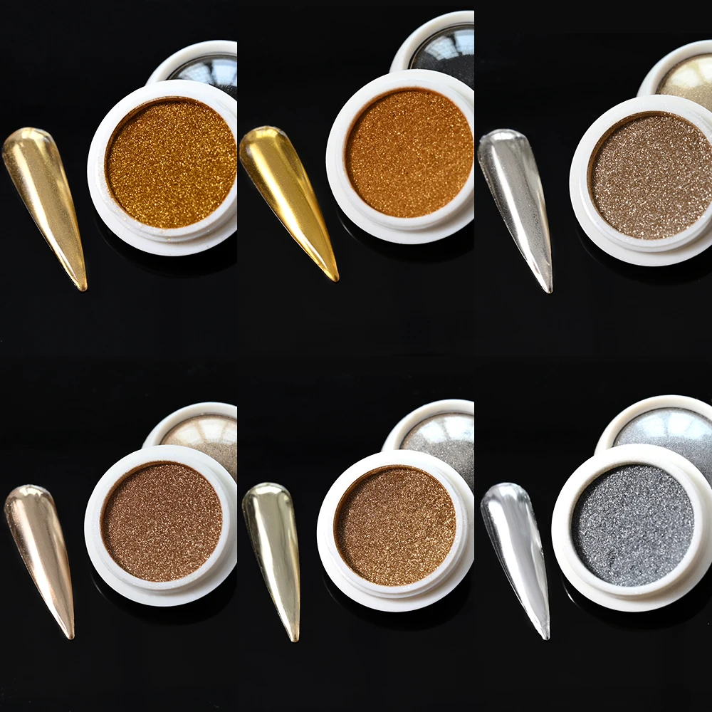 Nail Powder Set 6Pcs Metallic Effect Magic Mirror Glitter