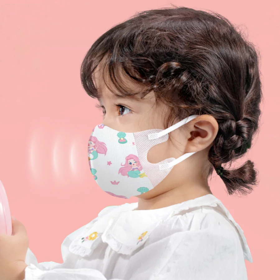 30 pièces masque facial 3D enfants jetables imprimés de dessins animés mignons 3 couches masques sanitaires anti-poussière paquet individuel 4-12 garçon fille