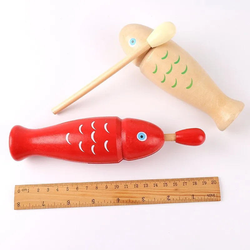 Wooden Fish Orff Percussion Instrument Music Equipment Single Sound Tube Two Tone WoodBlocker Easy to Use Beginners Rhythm TMZ