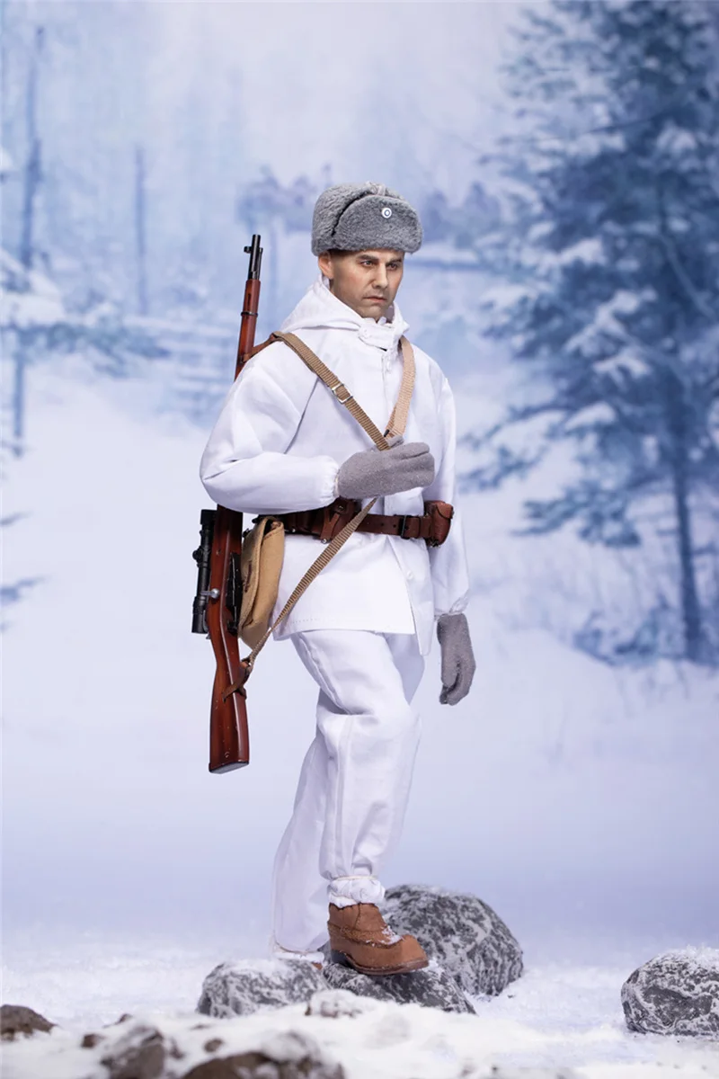 

1/6 Scale Military Action Figure Doll WWII Finnish Army Soldier Snow Sniper 12" Super Flexible Collectible Figures Model Toy