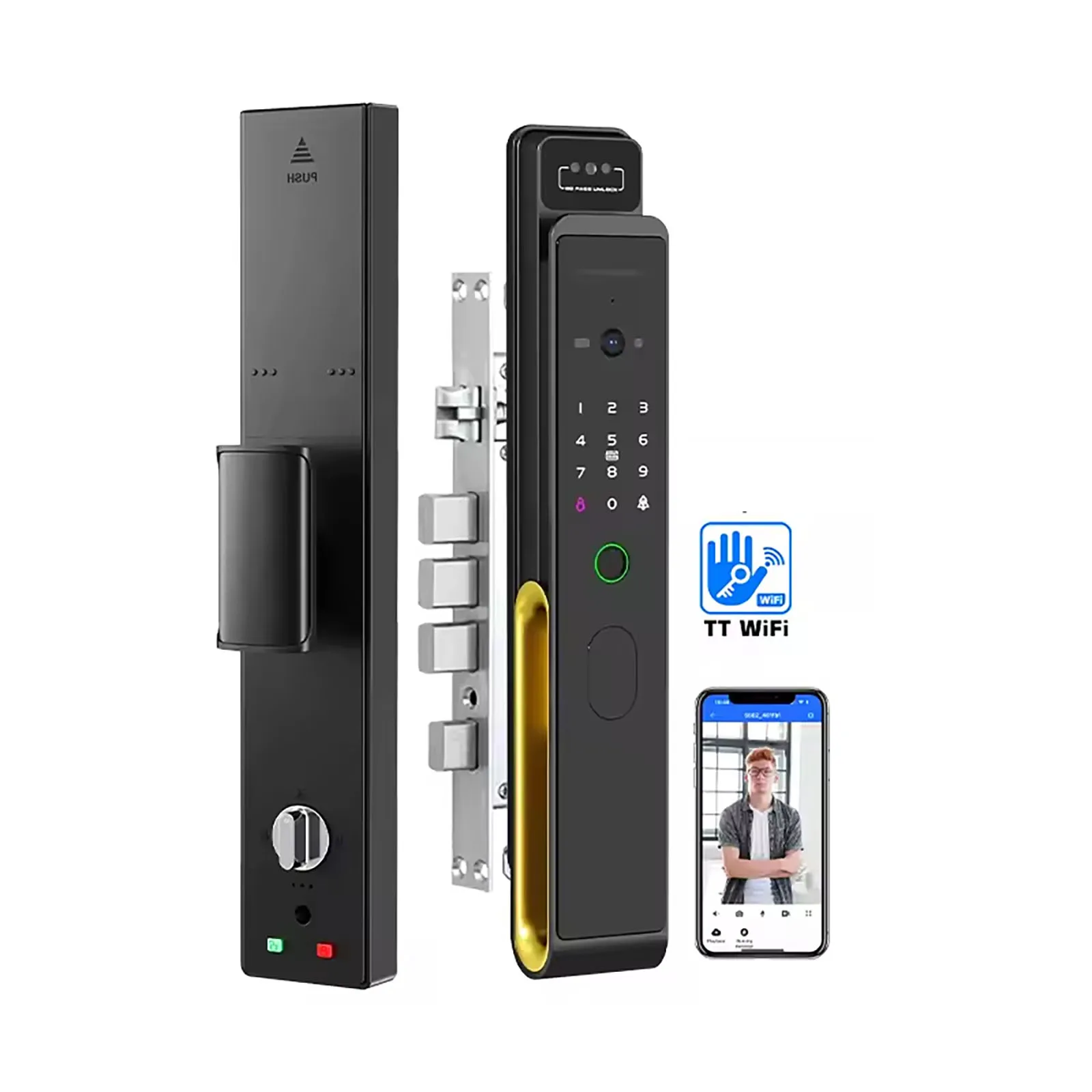 HIFAM 3D Face Recognition Smart Door Lock, TT Lock APP Control Smart Lock, Fingerprint Lock with Code Passcode Biometric IC Card