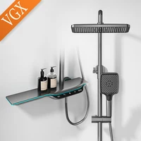 VGX Thermostatic Shower System Intelligent Digital Bathroom Shower Faucet Set Temperature Display Rainlfall Bathroom Shower Set 1