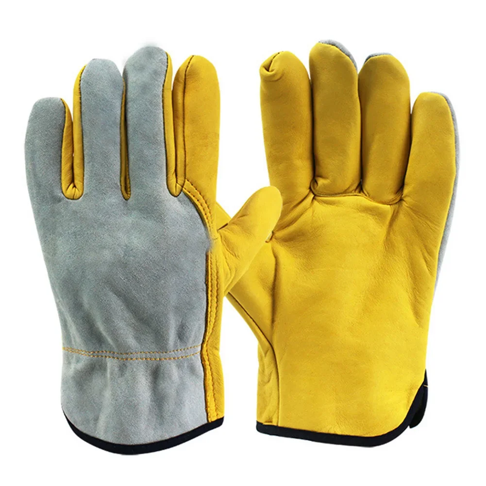 Work gloves Protective gloves 1 Pair Yellow Leather Gloves Soft Sensitive Gloves Finger Guards for TIG Welding Glove Accessoris Protection Safety Supplies