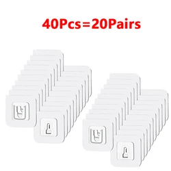 Set of 10 Double-Sided Adhesive Invisible Wall Hooks (40 Pcs - 20 Pairs)