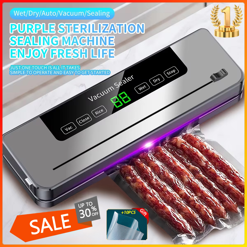 Food Vacuum Sealer Machine Dry Wet Food Vacuum Packaging Machine with UV Kitchen Food Storage Sealing Machine Built-in Cutter