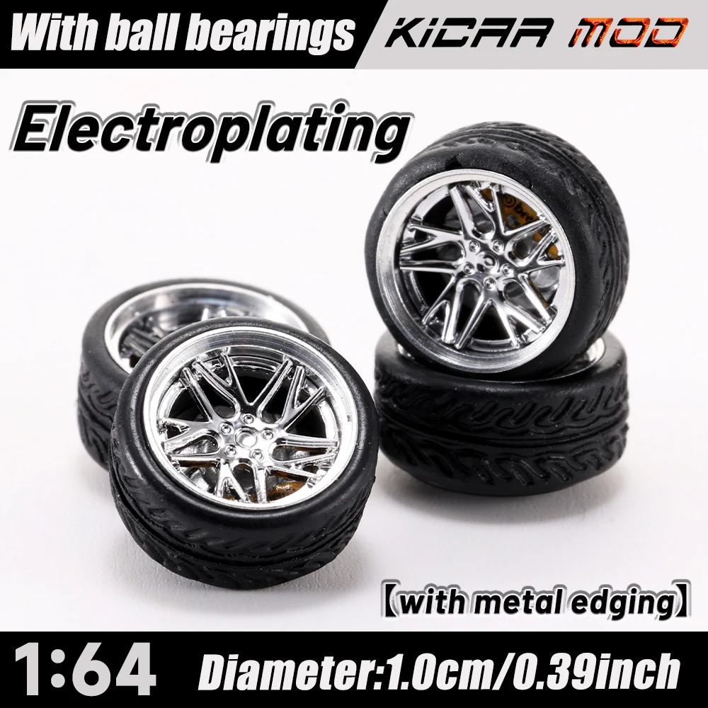 Kicarmod 1/64 Scale ABS Bearing Model Car Wheels with Brake Discs for Custom Vehicle for Hot Wheels  Jdm Tomica Toy 1 64 Wheels