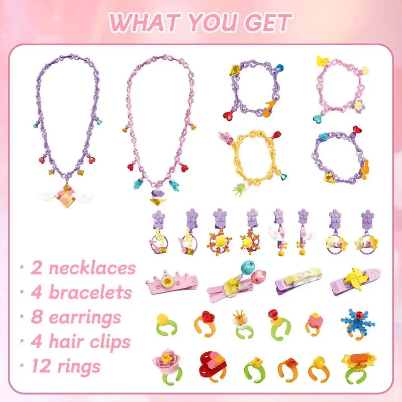 6/23/30Pcs Beaded Diy Handmade Puzzle Wearing Beads Building Blocks Pretend Play Beauty Set for Girls Bracelet Princess Jewelry