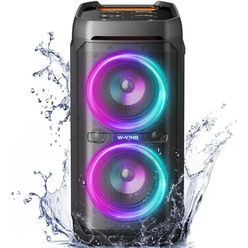 100W Bluetooth Speakers V5.3, IPX6 Waterproof Portable Loud Wireless Speaker with Deep Bass/Karaoke Outdoor Boombox with Lights 1