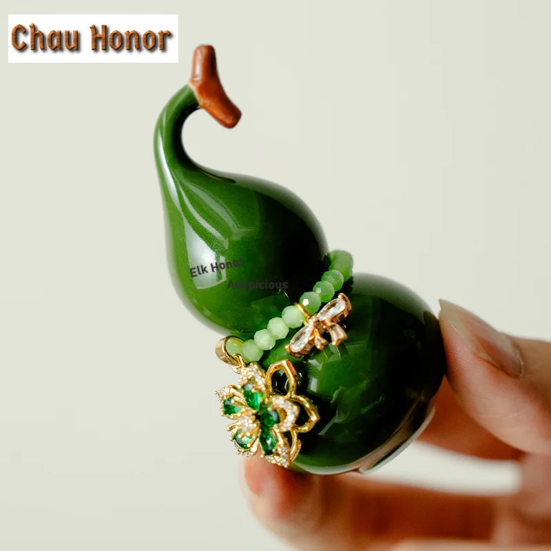 8pc/set Exquisite Eight-color Gourd Porcelain Tea Pet Handmade Fish Tank Landscaping Tea Figurine Play Toys Tea Statue Ornaments