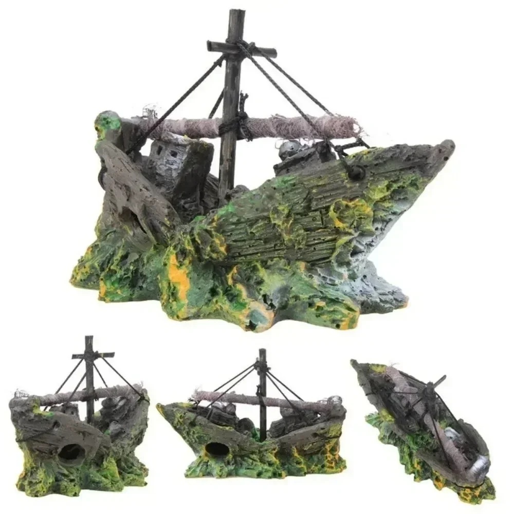 Aquarium decor Fish Tank Decoration Landscape Pirate Ship Wreck Ship Vintage Resin Design Boat Aquarium Accessories Home Decor fish tank ornaments fish tank decorations aquarium ornaments mini landscape ornaments