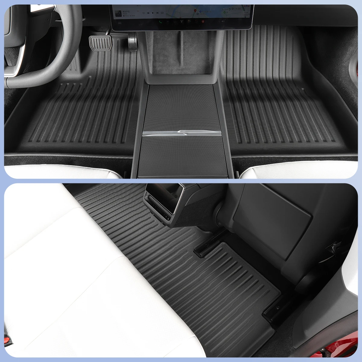 For Tesla Model 3 Highland Foot Pads 2024 Car Accessories TPE Waterproof Front And Rear Trunk Mat Rear Seat Backrest Pad